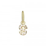 Charm Letter S Sparkle Gold Plated