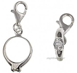 CZ Set Ring Sterling Silver Clip-On Charm - for Thomas Sabo Style Charm Bracelets