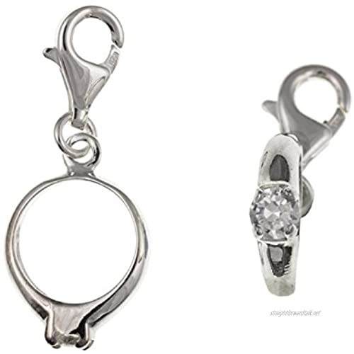 CZ Set Ring Sterling Silver Clip-On Charm - for Thomas Sabo Style Charm Bracelets