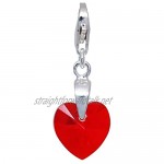 Eurojewellery Lovely Red Colour Crystal Heart Clip On Charm 925 Sterling Silver