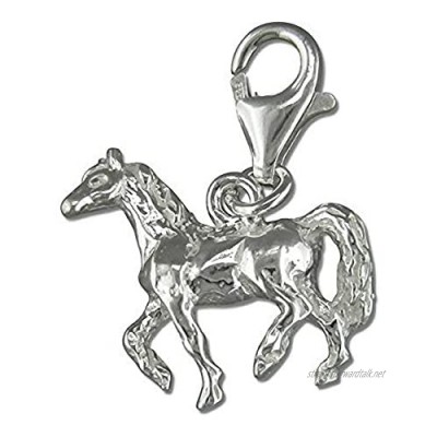 HORSE/PONY Trotting/Prancing Sterling Silver Clip On Charm Pendant with Lobster Clasp for Women Girls - 925 Sterling Silver - for Designer Inspired Charm Bracelets. R5959