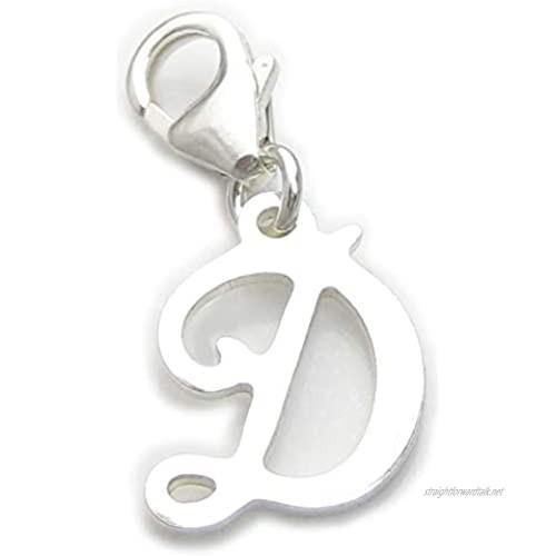 Letter D Initial sterling silver charm on 9mm clip .925 x1