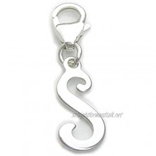 Letter S Initial sterling silver charm on 9mm clip .925 x1
