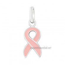 PINK RIBBON BOW Sterling Silver Charm Pendant with Lobster Clasp for Women Girls - 925 Sterling Silver - for Designer Inspired Charm Bracelets - Breast Cancer Awareness for Charm Bracelet