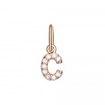 Rose Gold Plated Letter C Sparkle Charm