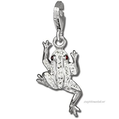 SilberDream Glitter Charm Frog White Zirconia Crystals Pendant 925 Silver for Charm Bracelets Necklace Earring GSC521W