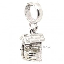 Silver Small Wishing Well Charm - with Carrier Bead