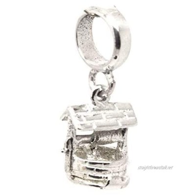Silver Small Wishing Well Charm - with Carrier Bead