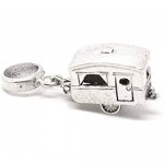 Silver Touring Caravan Charm - with Carrier Bead