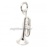 Silver Trumpet Charm - with Carrier Bead