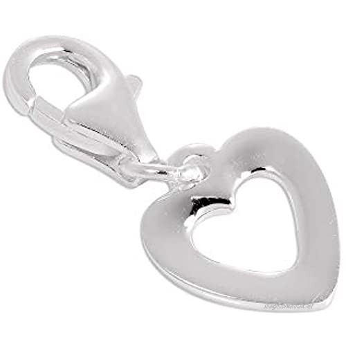 Sterling Silver Simple Open Heart Clip on Charm