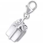 The Rose & Silver Company Women 925 Sterling Silver Gift Box Shaped Charm with Clip On Clasp