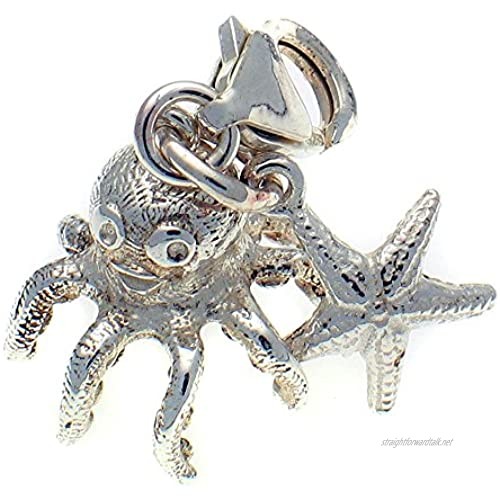 Welded Bliss Sterling 925 Silver 2 Part Octopus and Starfish Clip Charm WBC1454