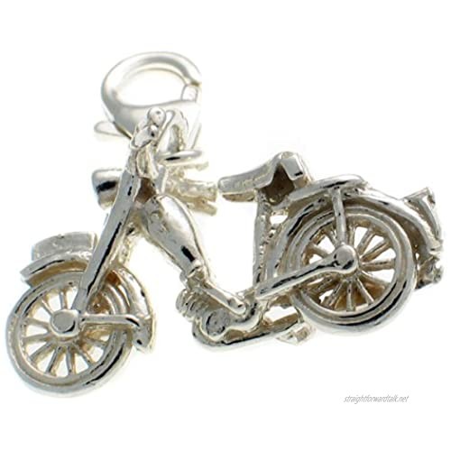Welded Bliss Sterling 925 Solid Silver Vintage Motorbike Clip Charm WBC1279