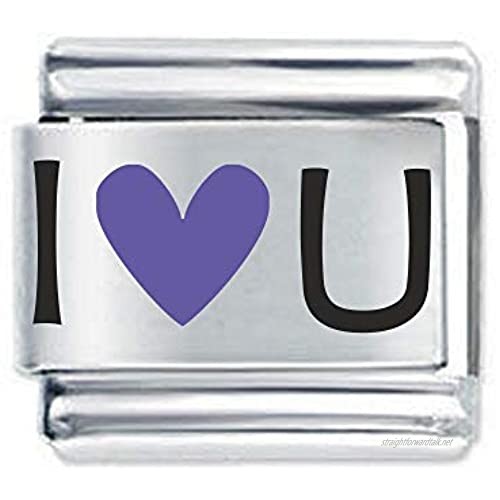 Colorev I Love U In Purple - Compatable with all 9mm Italian Style Charm Bracelets