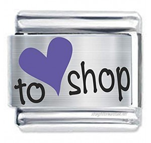 Colorev Love To Shop In Purple - Compatable with all 9mm Italian Style Charm Bracelets