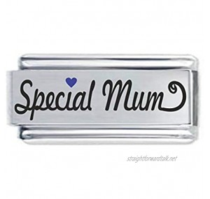 Colorev Special Mum with Blue Heart Superlink Colorev Italian Charm - Compatable with all 9mm Italian Style Charm Bracelets