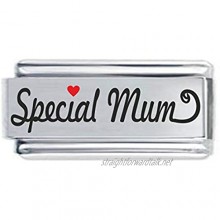 Colorev Special Mum with Red Heart Superlink Colorev Italian Charm - Compatable with all 9mm Italian Style Charm Bracelets