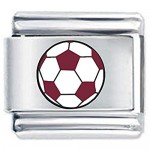 Colorev White & Maroon Football Italian Charm - Compatable with all 9mm Italian Style Charm Bracelets