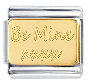 Gold Plate Engraved"Be Mine" Valentines Italian Charm Fits all 9mm Italian Style Charm Bracelets