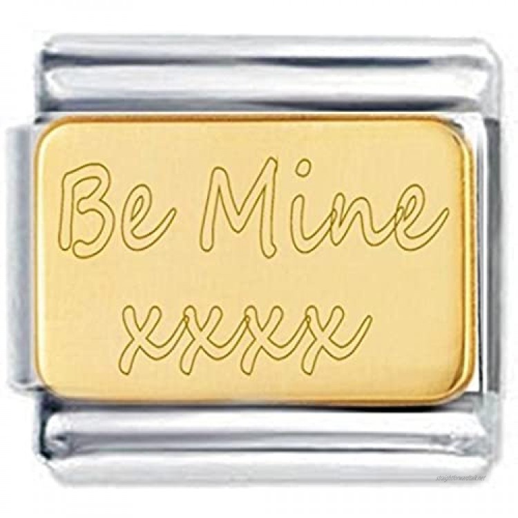 Gold Plate EngravedBe Mine Valentines Italian Charm Fits all 9mm Italian Style Charm Bracelets