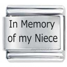 In Memory Of My Niece ETCHED Italian Charm Fits all 9mm Italian Style Charm Bracelets