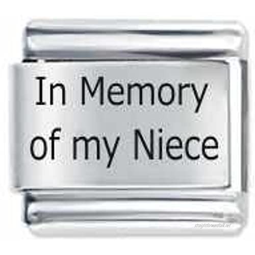 In Memory Of My Niece ETCHED Italian Charm Fits all 9mm Italian Style Charm Bracelets