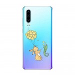 Oihxse Clear Case Compatible for Huawei P30 Lite Soft Silicone Cute Cartoon Pattern Shockproof Transparent TPU Bumper Slim Fit Support Wireless Charge Back Cover for Huawei P30 Lite 4