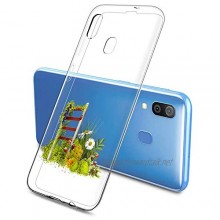 Oihxse TPU Bumper Compatible with Samsung Galaxy A20S Crystal Clear Soft Silicone Case with Fashion Design Slim Shockproof Transparent Back Cover for Samsung Galaxy A20S Garden