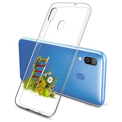 Oihxse TPU Bumper Compatible with Samsung Galaxy A20S Crystal Clear Soft Silicone Case with Fashion Design Slim Shockproof Transparent Back Cover for Samsung Galaxy A20S Garden