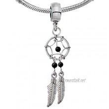 Spuzzy Silver Dreamcatcher Charms Pendant- Genuine Stone Beads- Fits All European Bracelets and Necklace- Packed in a Lovely Velvet Bag.