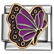 Stylysh Charms Birthstone February Colored Butterfly Enamel 9mm Link Fits Traditional Classic