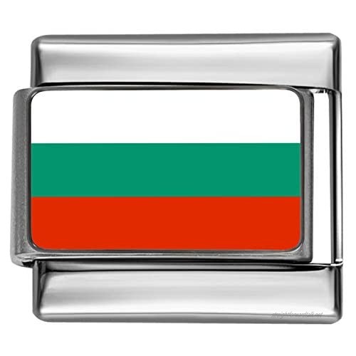 Stylysh Charms Bulgaria Bulgarian Flag Photo Italian 9mm Charm PC026 Fits Nomination Classic