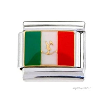 Stylysh Charms Mexico Mexican Flag Enamel Italian 9mm Link PE049 Fits Traditional Classic