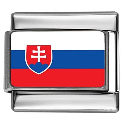 Stylysh Charms Slovakia Slovakian Flag Photo Italian 9mm Link PC159 Fits Traditional Classic