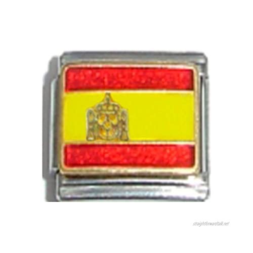Stylysh Charms Spain Spanish Flag Ceramic Italian 9mm Link PQ047 Fits Traditional Classic