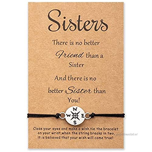 Tarsus Sister Wish Bracelets Jewelry Gift for Big Sis Lil Sis Women Girls
