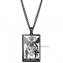 WUJIAO Tarot Deck Card Devil Tarot No. 15 Great Mystery Necklace Men's Supreme Amulet Necklace