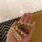 BGDRR 1SET Fashion Imitation Pearl Hairpins Women Vintage Acrylic Chain Hair Clips For Girls Hair Accessories Gifts (Metal color : 2)