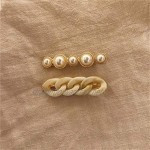 BGDRR 1SET Fashion Imitation Pearl Hairpins Women Vintage Acrylic Chain Hair Clips For Girls Hair Accessories Gifts (Metal color : 2)