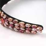 BUIDI Luxurious Jewelry Velvet Headband Multicolor Crystal Wedding Styling Hair Hoop Women Bandana A