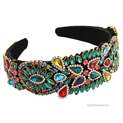 BUIDI Luxurious Jewelry Velvet Headband Multicolor Crystal Wedding Styling Hair Hoop Women Bandana A
