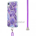 Cases for iPhone XR Marble Pattern TPU + Lanyard Case (Deep purple)