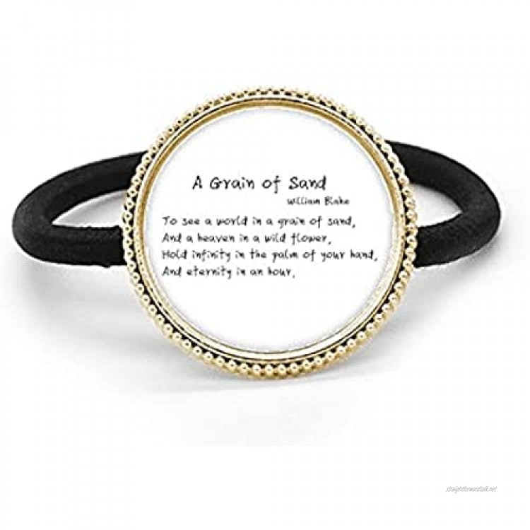 Famous Poetry Quote A Grain Of Sand Silver Metal Hair Tie And Rubber Band Headdress