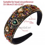 GREEN&RARE Luxury Women Headband Colorful Rhinestone Bandana Water Drop Faux Crystal Inlaid Wide Hair Hoop for Wavy Chain Shimmer Jewelry Gifts