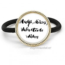 Hugs Kisses Valentine Wishes Quote Silver Metal Hair Tie And Rubber Band Headdress