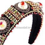 niumanery Baroque Sponge Padded Bandana Floral Pearl Resin Jewelry Rhinestone Headband