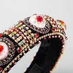 niumanery Baroque Sponge Padded Bandana Floral Pearl Resin Jewelry Rhinestone Headband
