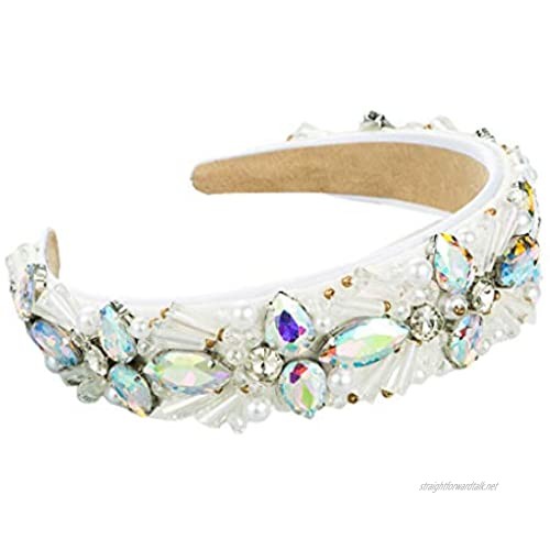 VEED Baroque Retro Luxurious Headband Colored Crystal Pearl Jewelry Hair Hoop Bandana