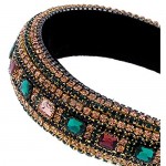 Vintage Woman Ladies Jewelry Wide Bandana Multicolored Square Crystal Luury Headband Glitter Rhinestone Chain Wedding Hoop TINGG